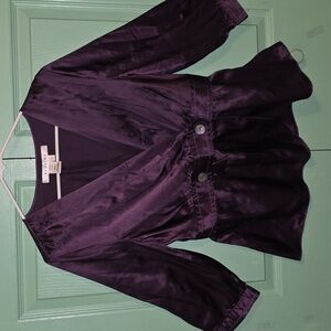 Studio M - Deep Purple - 100% Silk Blouse (Size L)  Like New- Beautiful